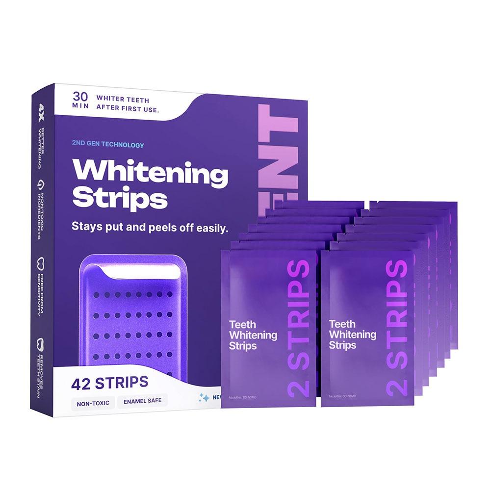 Teeth Whitening Gel Refills - 42 شريطًا لتبييض الأسنان باللون الأرجواني