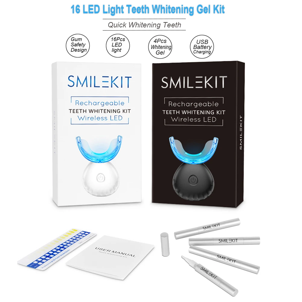 طقم تبييض الأسنان صغير 16 LED  - مراجعة Teeth Whitening Q&M وسعره